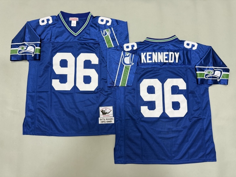 Men 2025 Seattle Seahawks #96 Kennedy blue Throwback Limited NFL Jersey style 002->cincinnati bengals->NFL Jersey